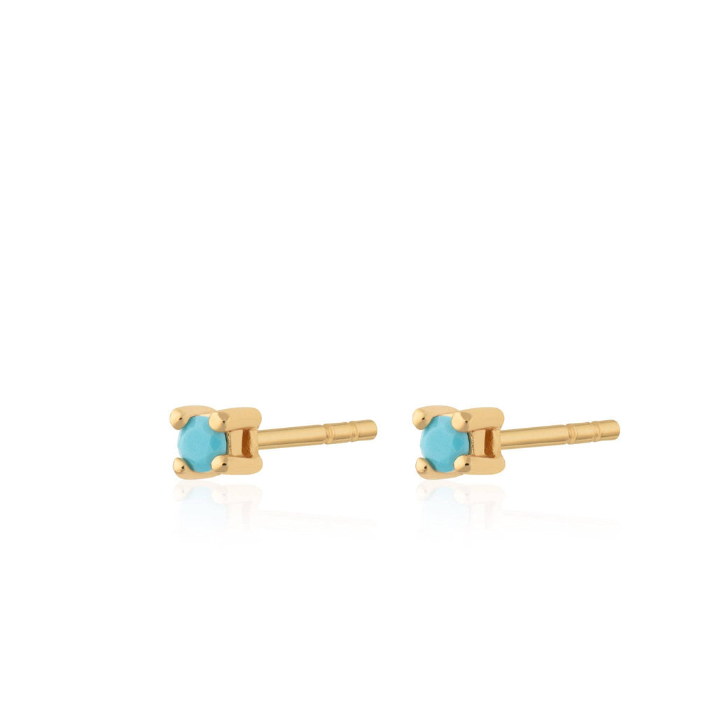 Teeny Tiny Stud Earrings | 18k Gold Plated Sterling Silver / Turquoise