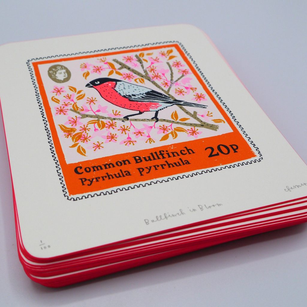 'Bullfinch In Bloom' Framed Screen Print