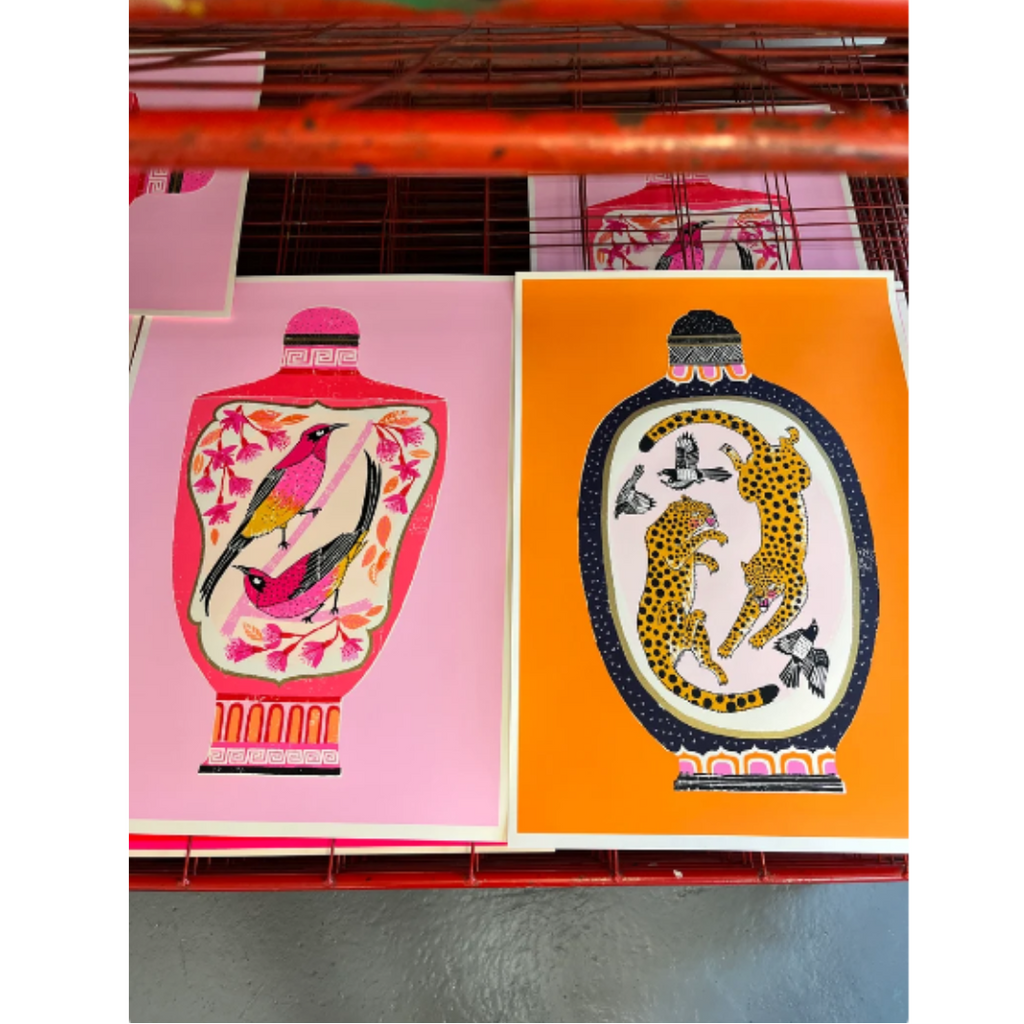 'Sunny Sunbirds' Framed Screen Print