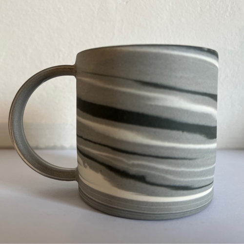 Polished Expresso Mug With Grey, White And Black Swirls