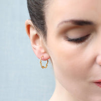 Olive Branch Hoop Earrings, Gold Plate