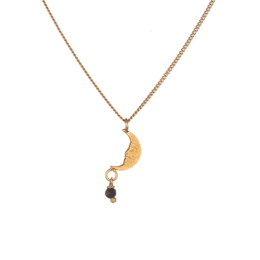 Moon Pendant With Bead, Gold