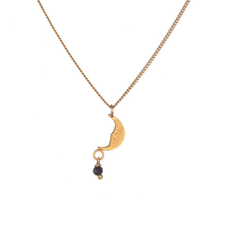 Moon Pendant With Bead, Gold Vermeil