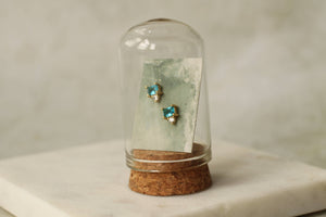 Art Deco Aquamarine Turquoise Pyramid Stud Earrings