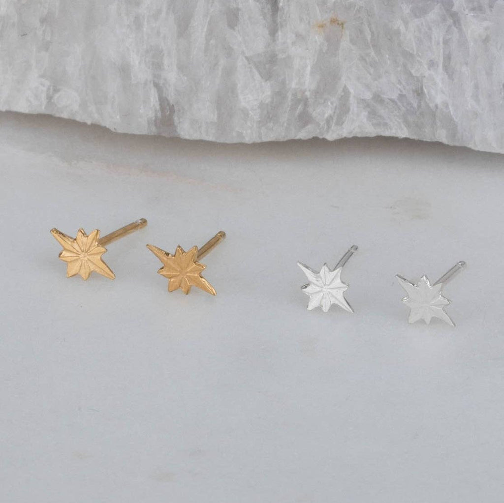 Star Stud Earrings, Silver