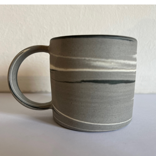 Polished Expresso Mug With Grey, White And Pale Black Swirls