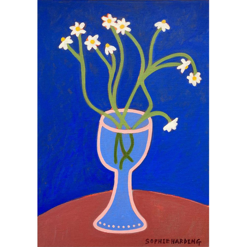 'Small White Blooms', Framed Acrylic Painting