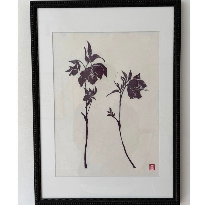 Hellebore II, Linocut, Framed