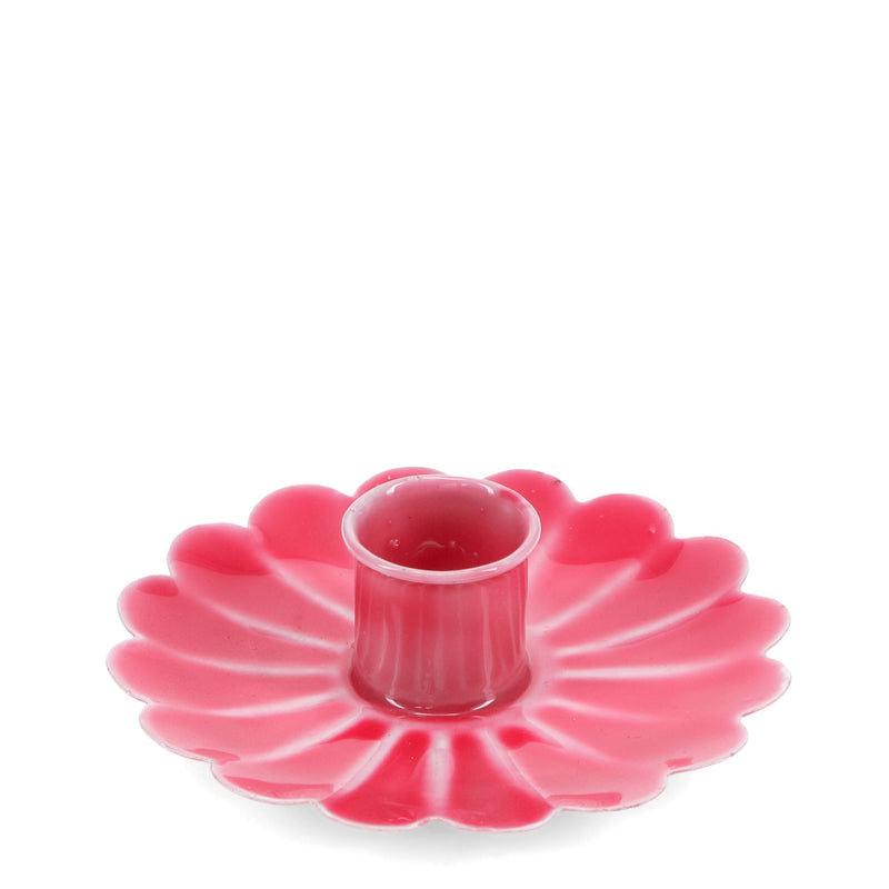 Enamel flat flower candle holder | Pink