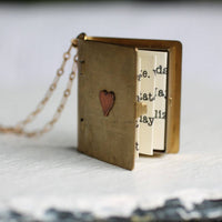 Love Story Book Locket with Hidden Blank Message Paper