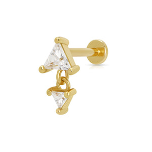 Diamond Drop Single Flat Back Earring | 18k Gold Plated Sterling Silver