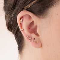 Gold Black Stone Single Flat Back Earring