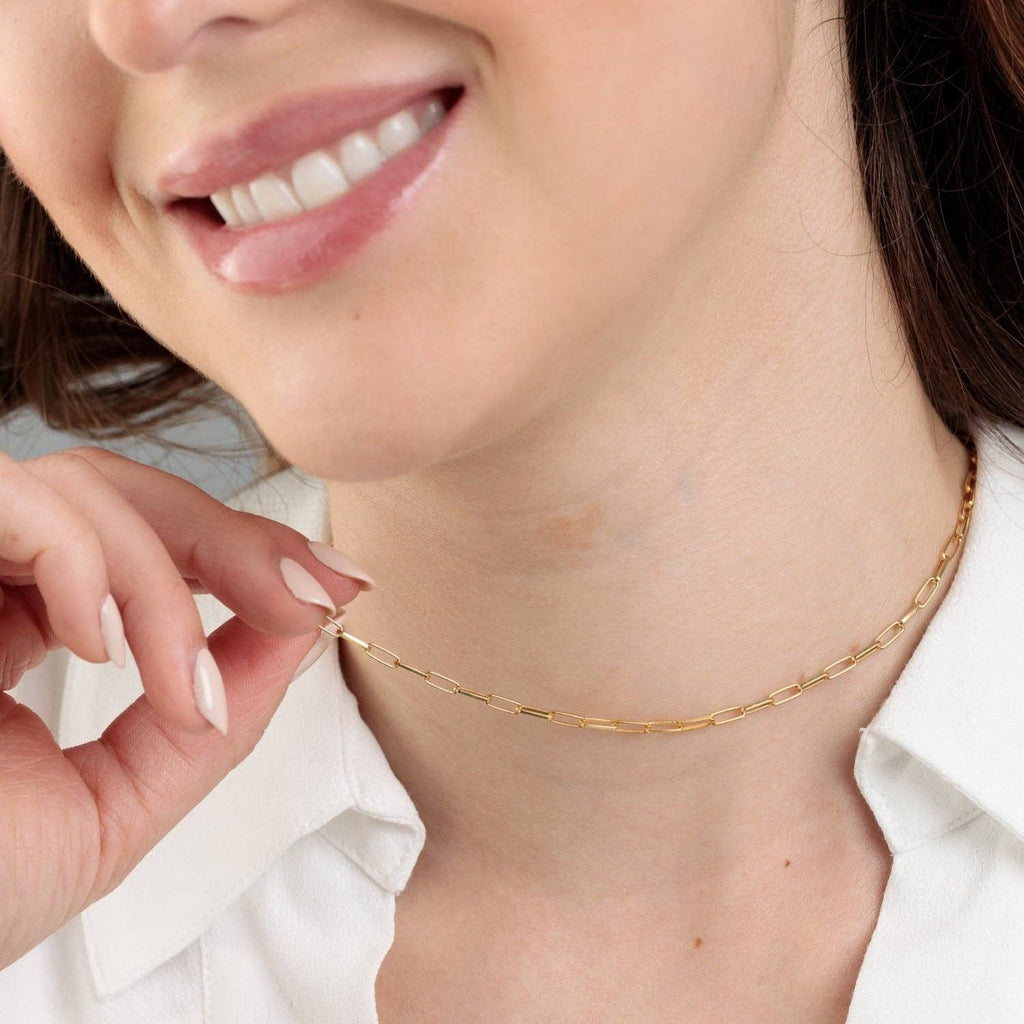 Box Link Chain Necklace | 18k Gold Plated Sterling Silver