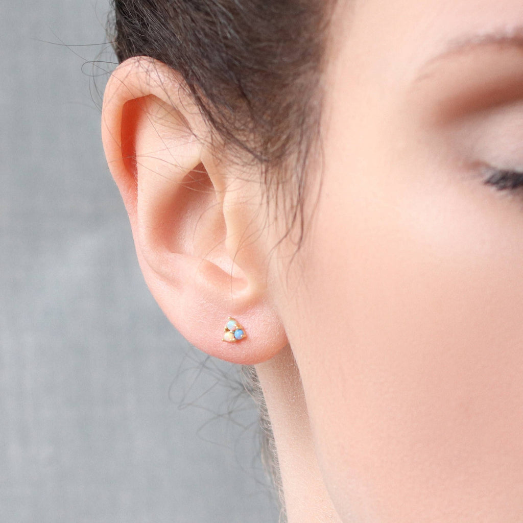 A Trio of Turquoise Opal Stud Earrings