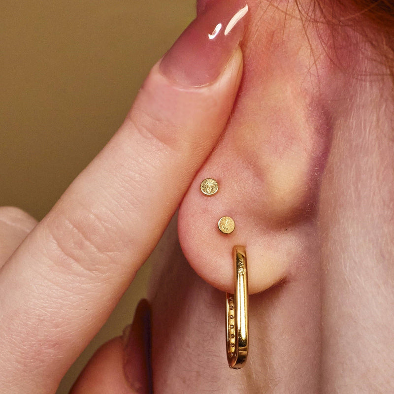 Clear Stone Flat Back Single Earring |18K Gold Plated Sterling Silver