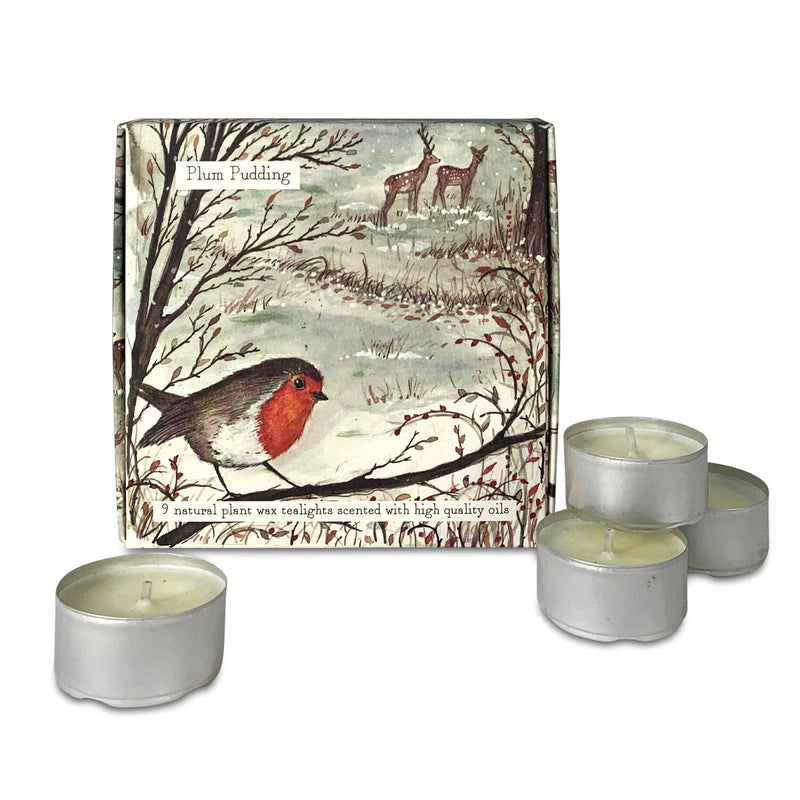 Box of Scented Tealights: Plum Pudding - Robin Design