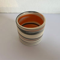 Polished Egg Cup With Grey, White And Orange Swirls