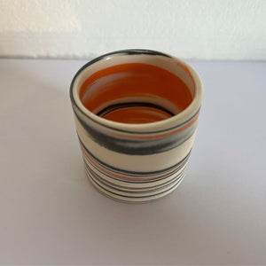 Polished Egg Cup With Grey, White And Orange Swirls