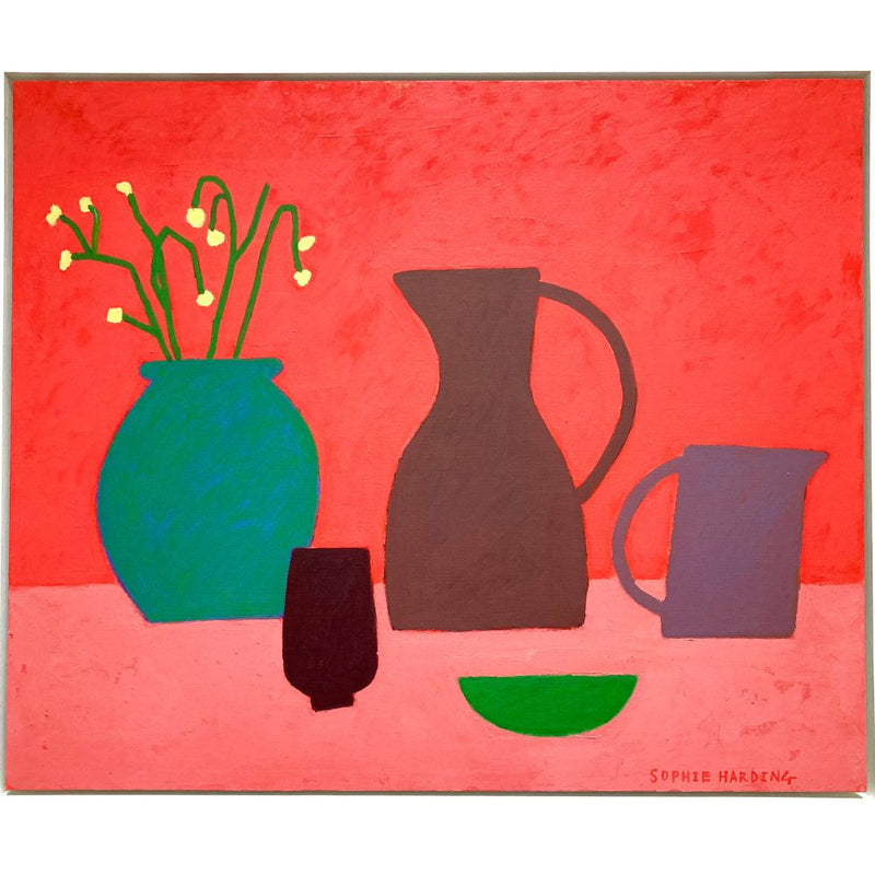 'Ceramics At The Cafe', Framed Acrylic Painting