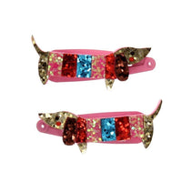Set Of Two Glitter Hair Clips | Sausage Dog