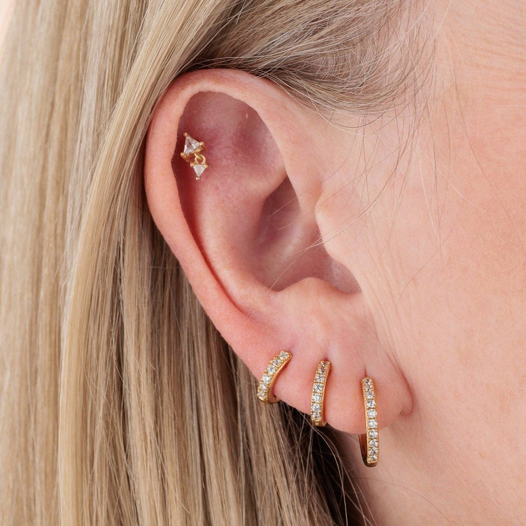 Diamond Drop Single Flat Back Earring | Rhodium Plated Sterling Silver