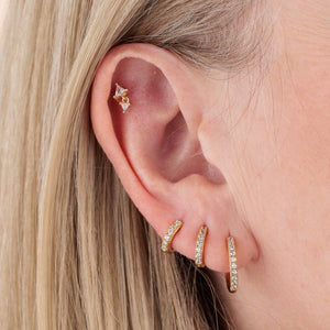 Diamond Drop Single Flat Back Earring | Rhodium Plated Sterling Silver