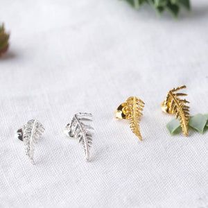 Fern Studs, Silver