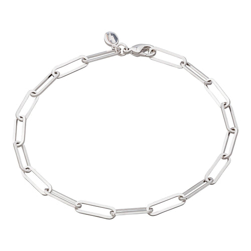 Long Link Chain Bracelet: Rhodium Plated