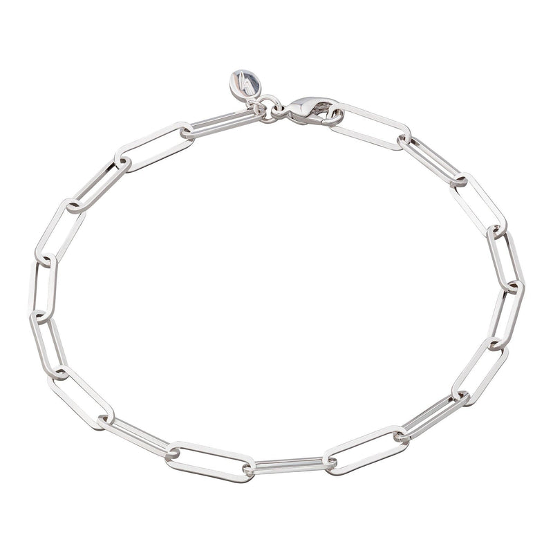 Long Link Chain Bracelet: Rhodium Plated