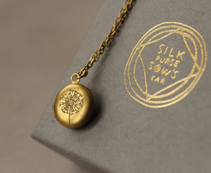 Tiny Brass Round Locket Necklace
