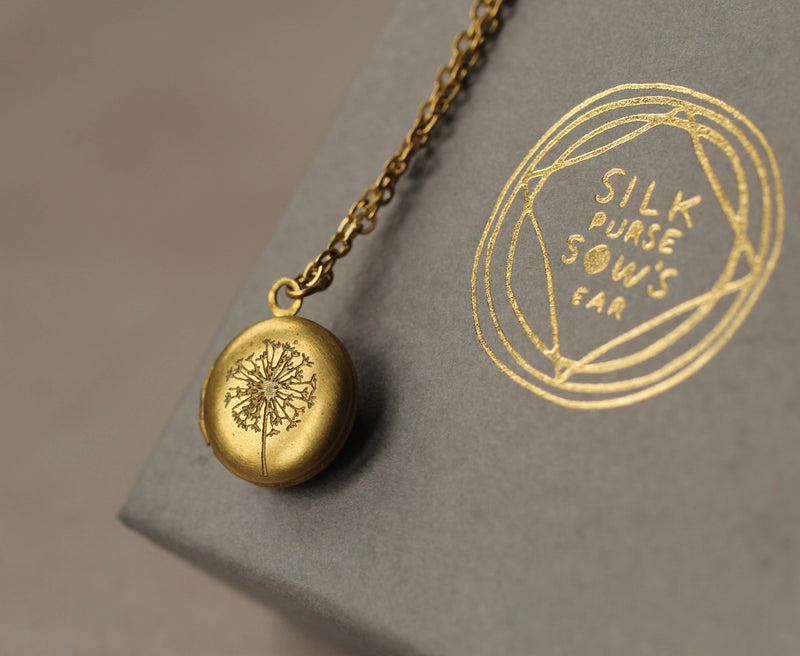 Tiny Brass Round Locket Necklace