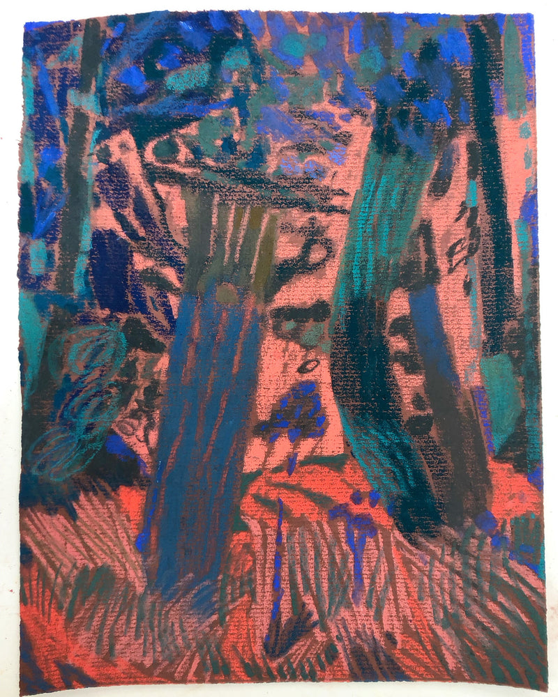 Meditation 3, Chalk Drawing, Framed