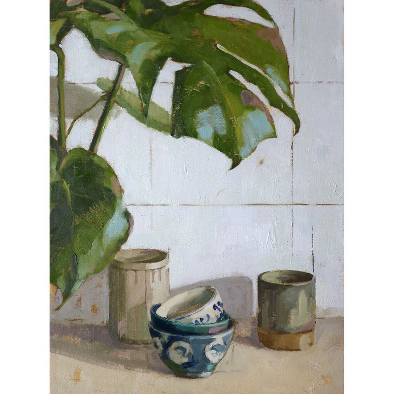 'Sheltering Pots',  Oil Painting, Framed