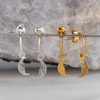 Moon Hoop Earrings, Gold