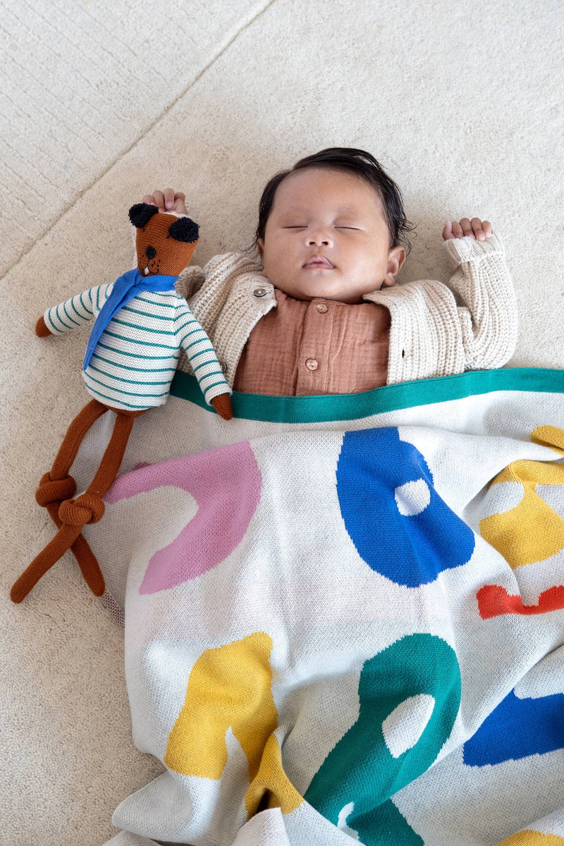 Number Multi-Coloured Cotton Baby Blanket