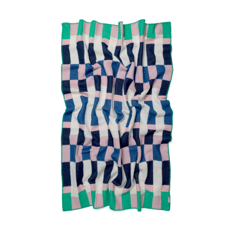 Studie Cobalt//Navy/Pink/Green Wool Throw Blanket
