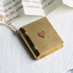 Love Story Book Locket with Hidden Blank Message Paper