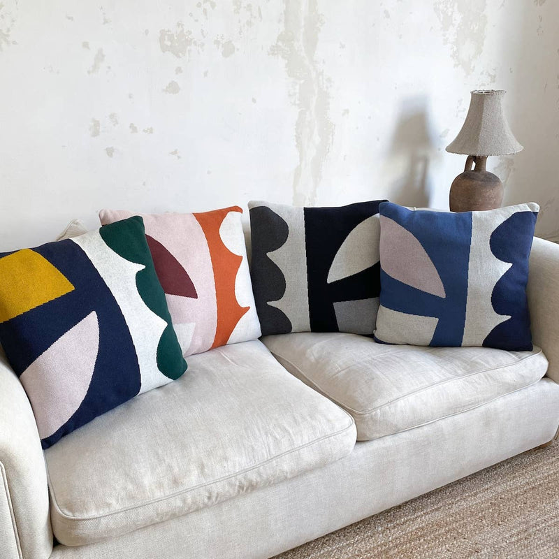 Orbi Cobalt Cotton Knit Cushion with Filler
