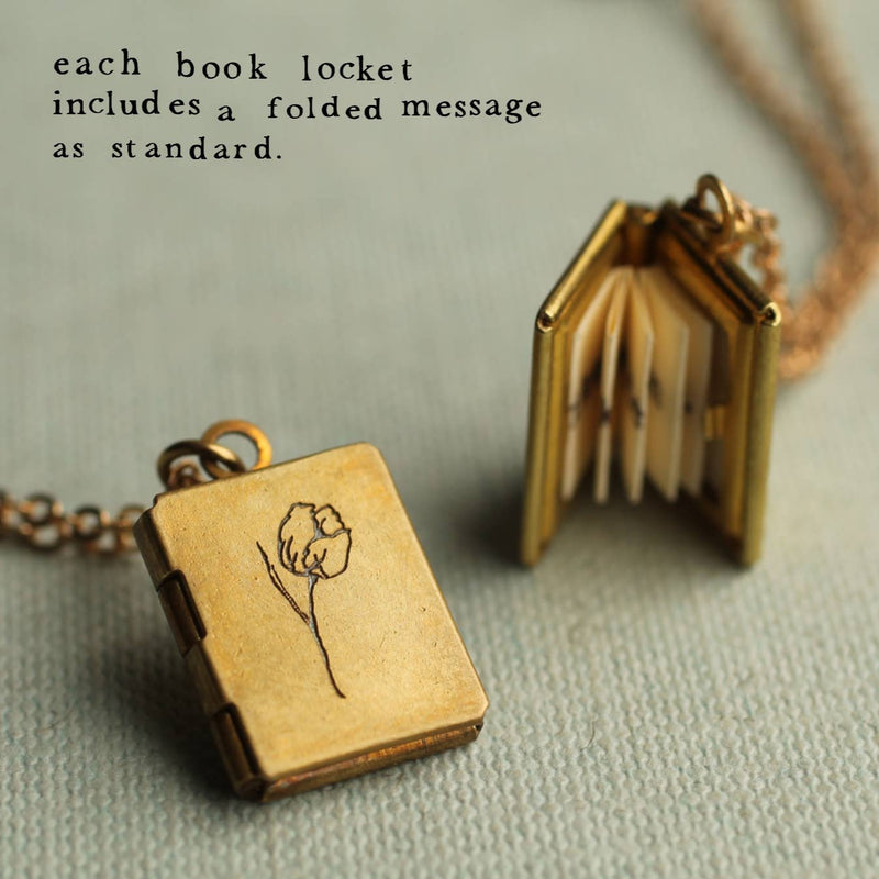 Lily of the Valley Book Locket with Hidden Blank Message Paper