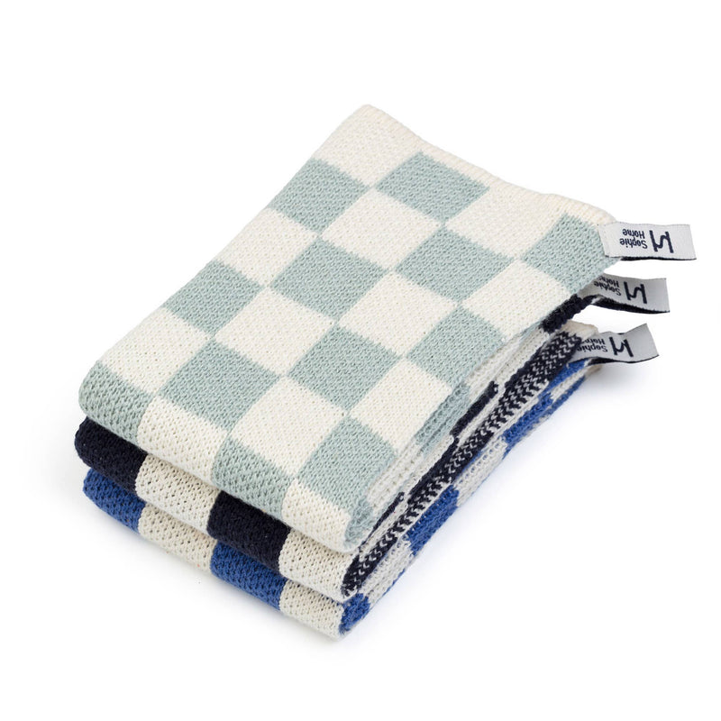 Reusable & Eco-Friendly Cotton Dishcloths: Check Cobalt