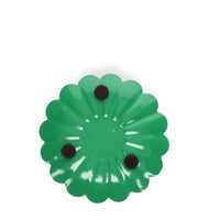 Enamel flat flower candle holder | Dark green