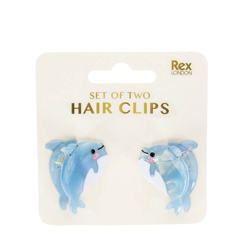 Set Of Two Mini Hair Claw Clips | Dolphins
