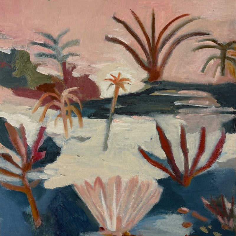 'Pink Lagoon' Oil Painting, Framed
