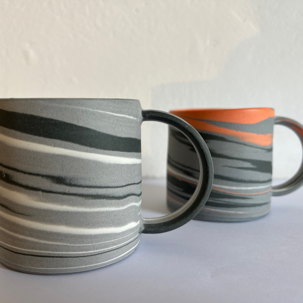 Polished Expresso Mug With Grey, White And Black Swirls