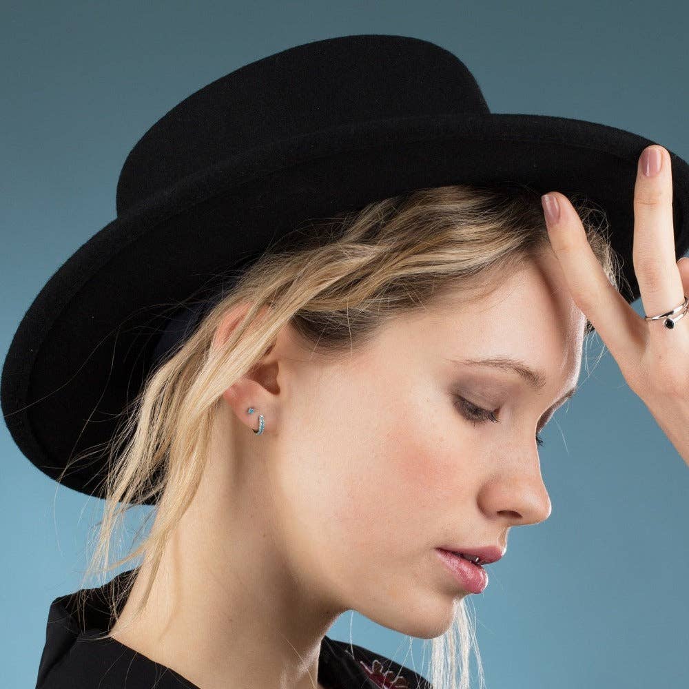 Teeny Tiny Stud Earrings | Rhodium Plated Sterling Silver / Clear