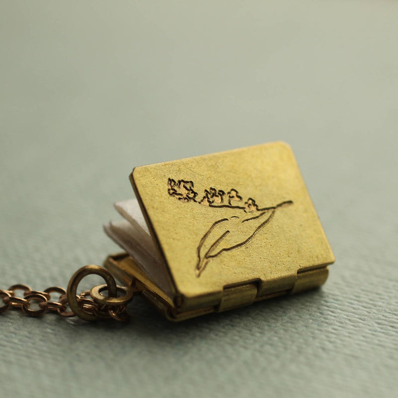 Lily of the Valley Book Locket with Hidden Blank Message Paper