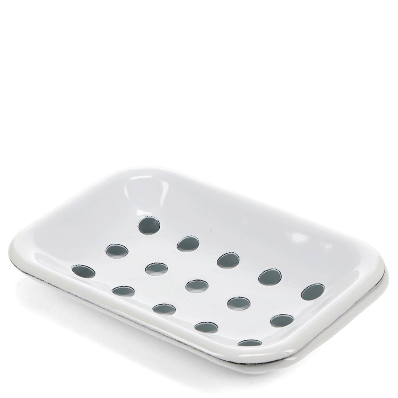 Two-Part Enamel Soap Dish | White