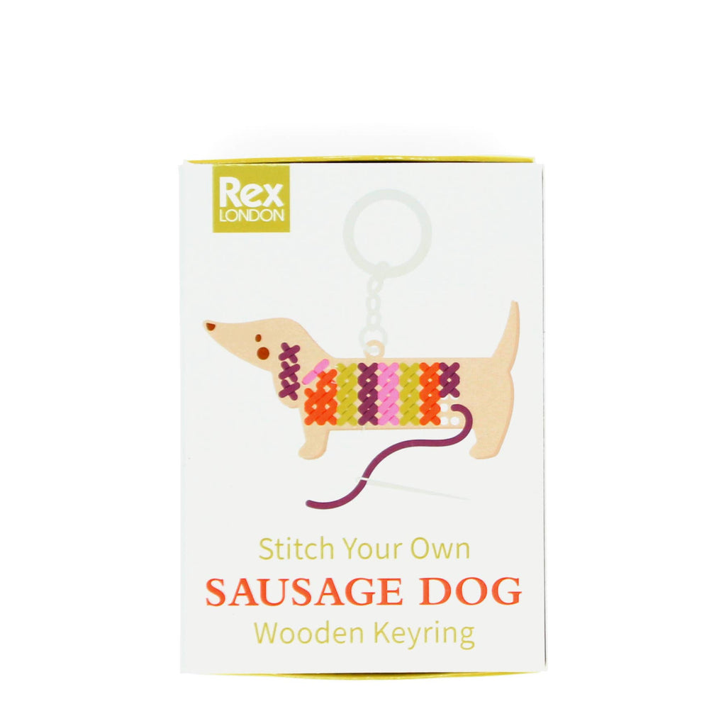 Stitch your own wooden keyring | Sausage Dog