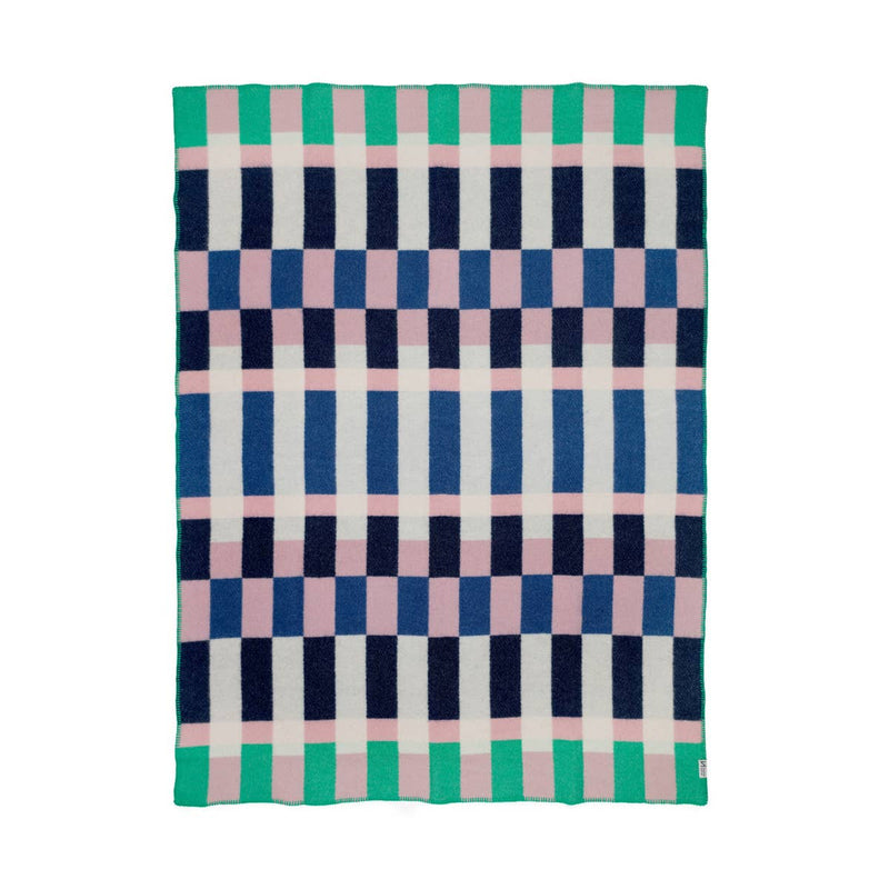 Studie Cobalt//Navy/Pink/Green Wool Throw Blanket