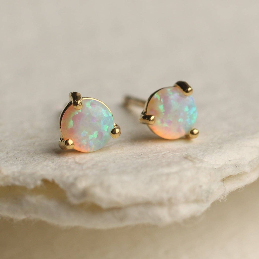 Tiny Opal Stud Earrings